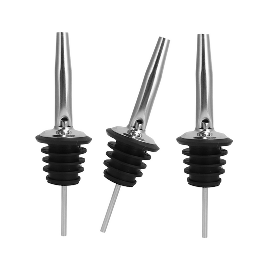 Metal Pourer, Stainless Steel Pouring Spouts for Liquor, Wine, Syrup, Olive Oil & Spirits (Pack of 3) - Bablouie and Co