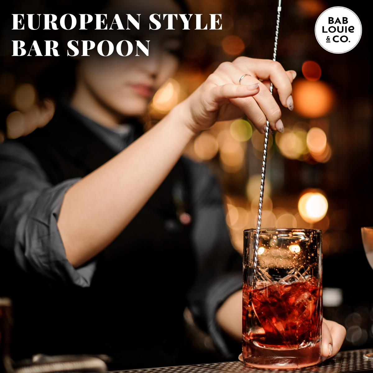 Stainless Steel Bar Spoon 11 Inches, Curvy Design with Bar Cocktail Spoon, Long Spoon - Bablouie and Co