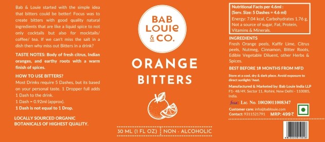 Classic Orange Baby Bitters 30 ml - Bablouie and Co
