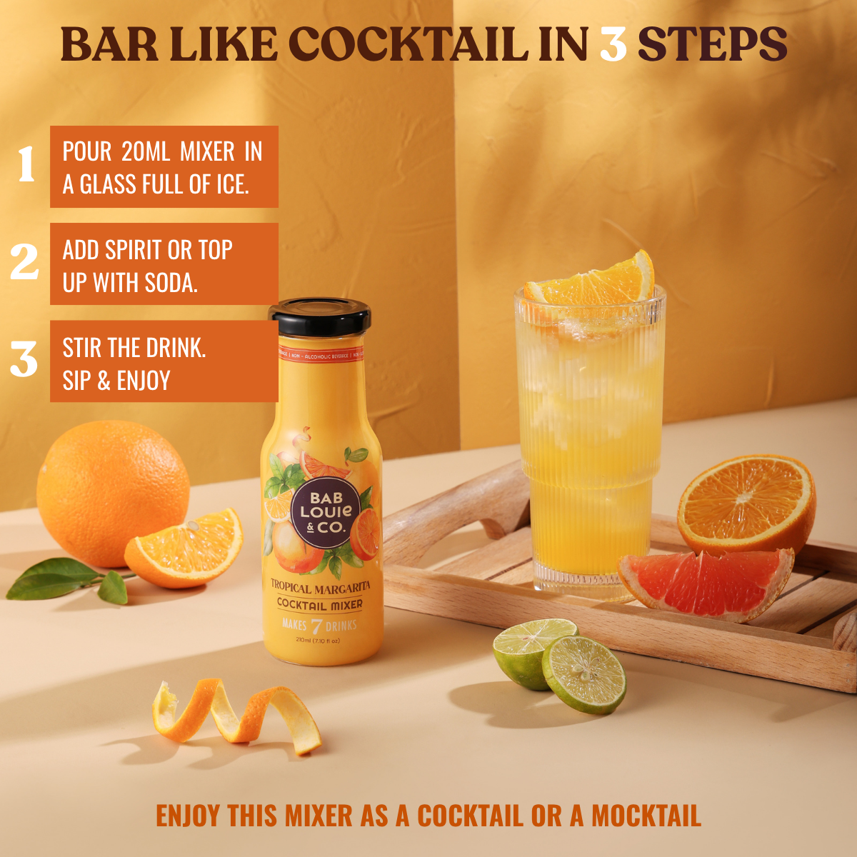 Tropical Margarita Cocktail Mixer - Makes 7 Drinks 210ml