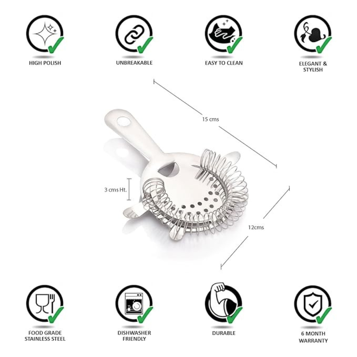 Classic Heathrow Strainer, Stainless Steel Bar Strainer, Cocktail Strainer - Bablouie and Co