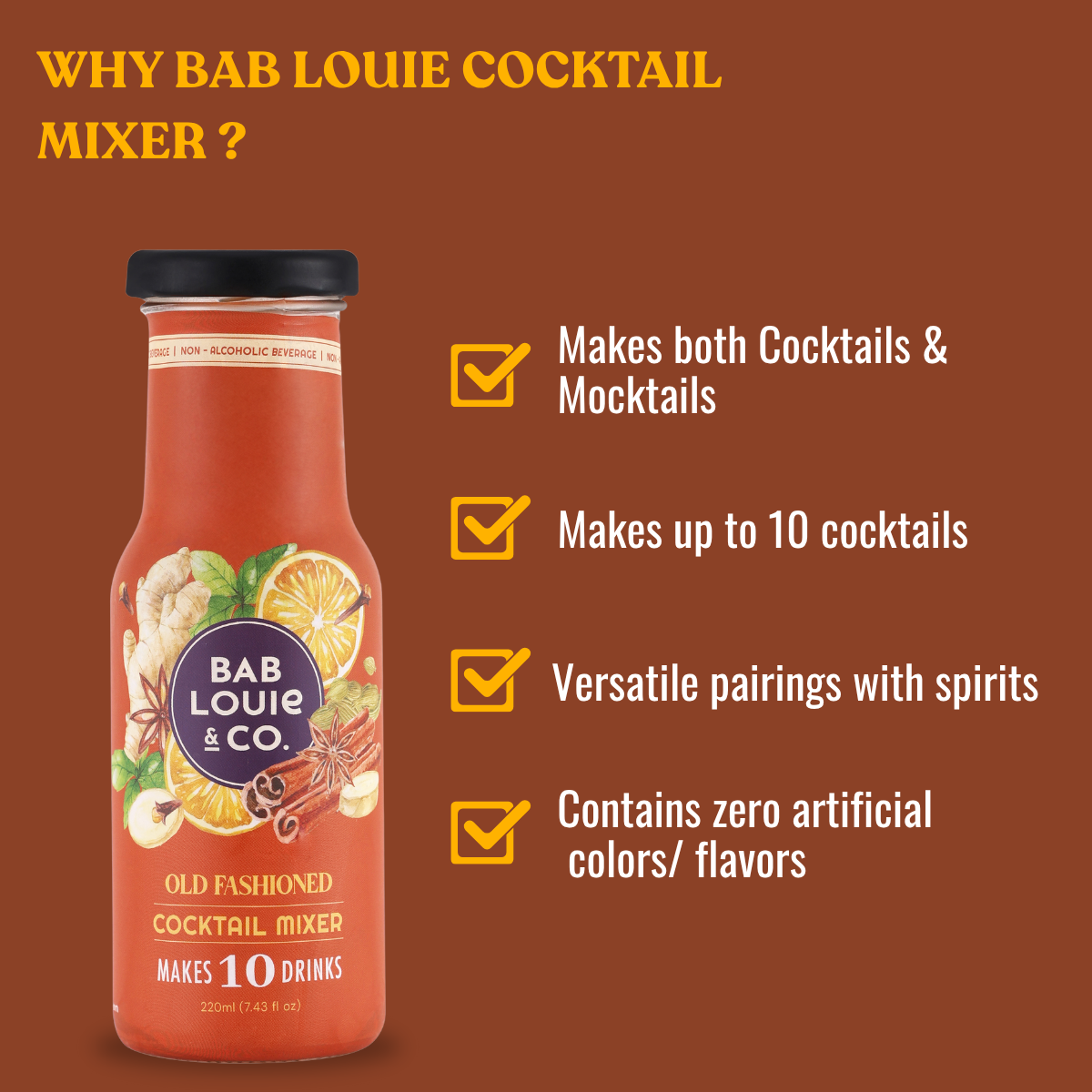 Old Fashioned Cocktail Mixer - Makes 10 drinks 220ml - Bablouie and Co