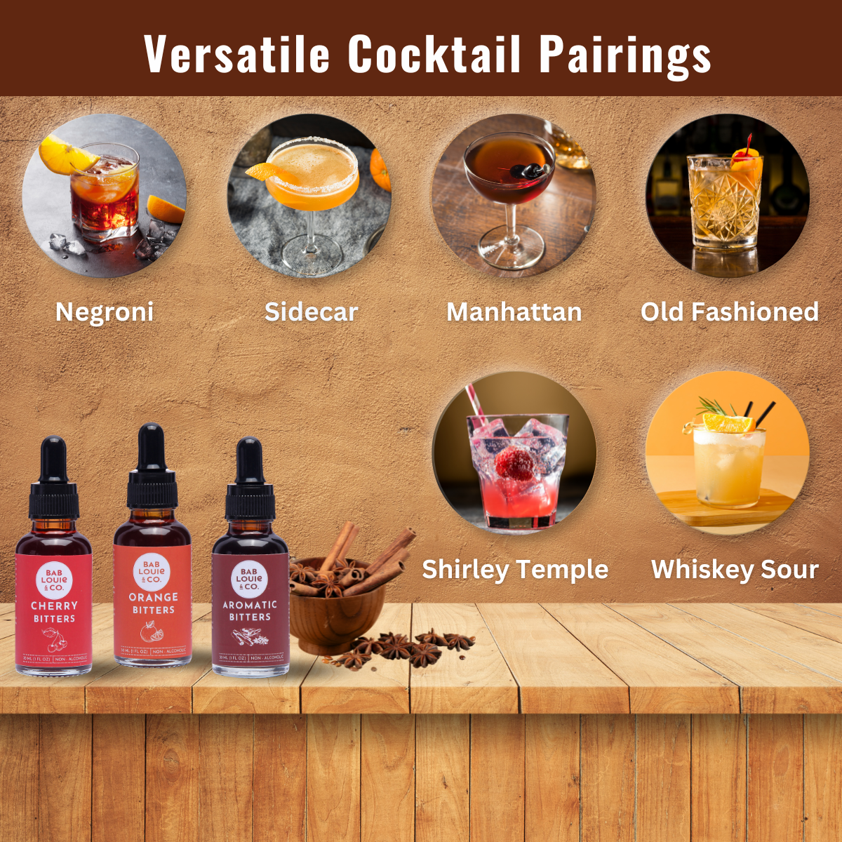 Bablouie Bitters Sampler Pack, 30ml Pack of 3 - Orange, Aromatic, Cherry