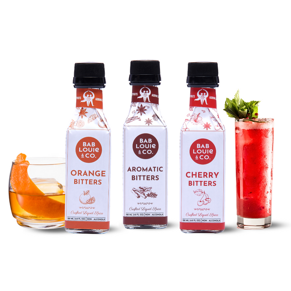 Crafted Bitters Combo Pack of 3 | Aromatic Bitters , Orange Bitters & Cherry Bitters | 120ml each | The Tipsy Threesome