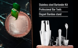 Bablouie's Bar & Cocktail Set - The Ultimate BarKit with Wooden Stand