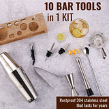 Bablouie's Bar & Cocktail Set - The Ultimate BarKit with Wooden Stand