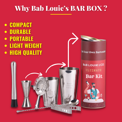Ultimate 6-in-1 Bar Kit – Stainless Steel Bar Tool Set for Home Bartending, Party Gifting, Birthday Celebrations & Bar Counter Décor - Bablouie and Co