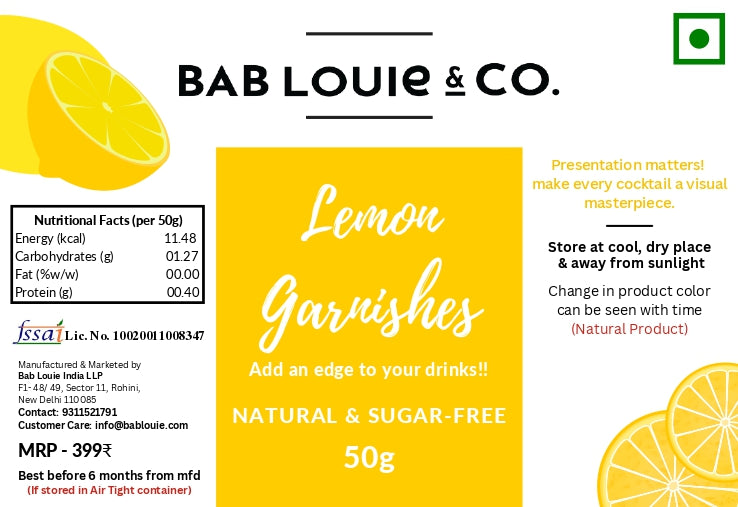 Dried Lemon Garnish for Cocktails, 50 gm (1 Pack) - Bablouie and Co