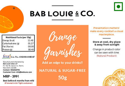 Dried Orange Garnish for Cocktails, 50 gm (1 Pack) - Bablouie and Co