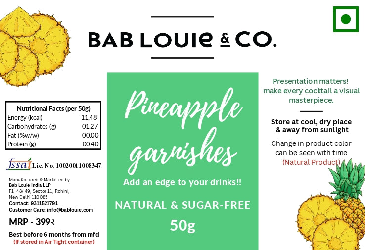 Dried Pineapple Garnish for Cocktails, 50 gm (1 Pack) - Bablouie and Co