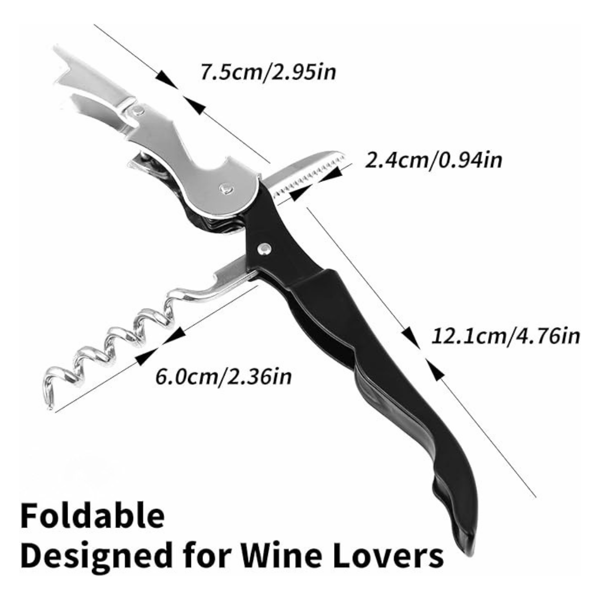 3 In 1 Wine Cork Screw, Opener for Fine Wines - Bablouie and Co