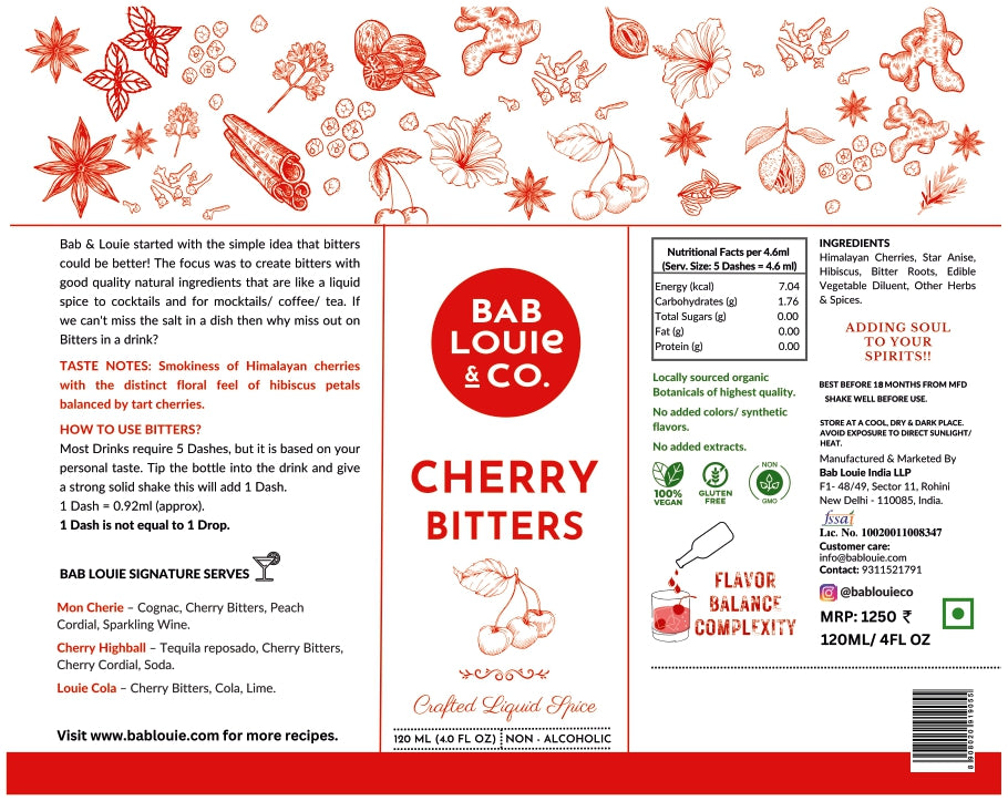 Bablouie Bitters - TIPSY 3 SUM - 120ml Pack of 3 - Orange, Aromatic, Cherry - Bablouie and Co