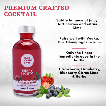 Berry Mojito DIY Cocktail Kit : 7-8 Servings - Bablouie and Co