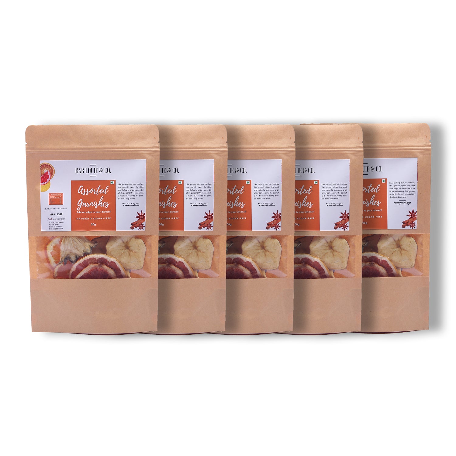 Assorted Dehydrated Fruits Garnishes (Set of 5) - Bablouie and Co